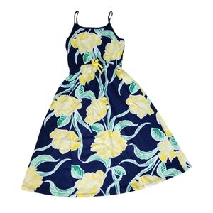 Gap Kids Girls Floral Sun Dress Size Small 6-7 Years Bow Blue Yellow.